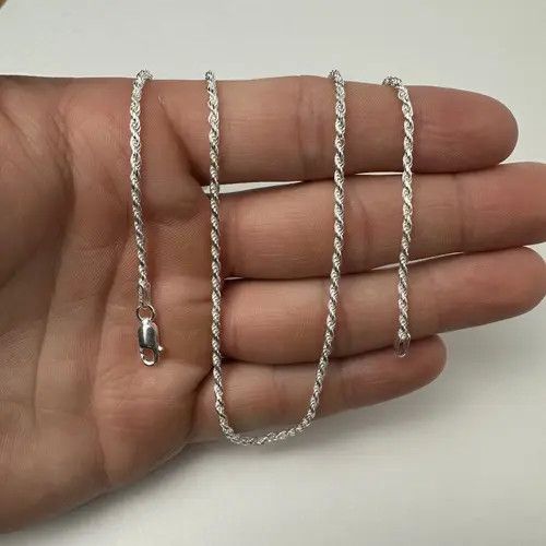 Jewelry Silver Chain Solid .925 Silver Rope Chain 2mm 22 Inches Size ONE SIZE - 3 Thumbnail