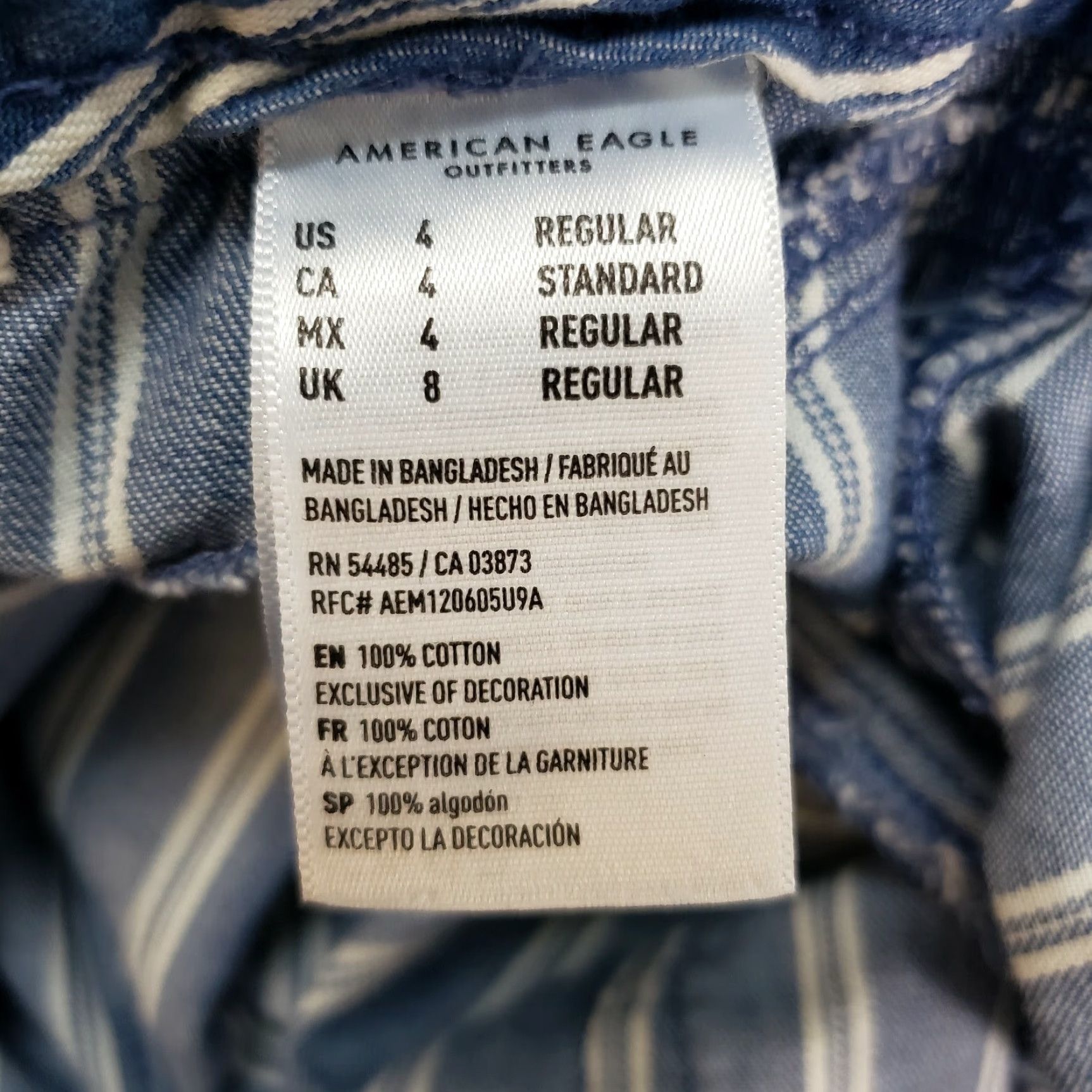 American Eagle Outfitters American Eagle Womens Wide Leg Pants Sz 4 Blue White Stripe High Rise Cotton Size 27" / US 4 / IT 40 - 6 Thumbnail
