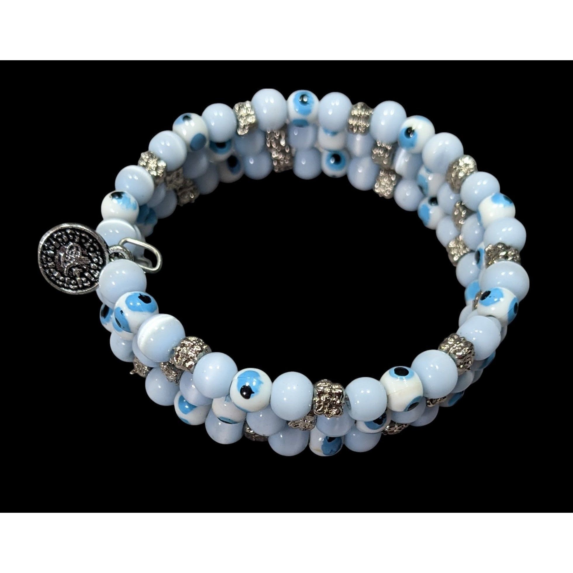 Other Bohemian Evil Eye Light Blue Glass And Silver Tone Beaded Co Size ONE SIZE - 1 Thumbnail