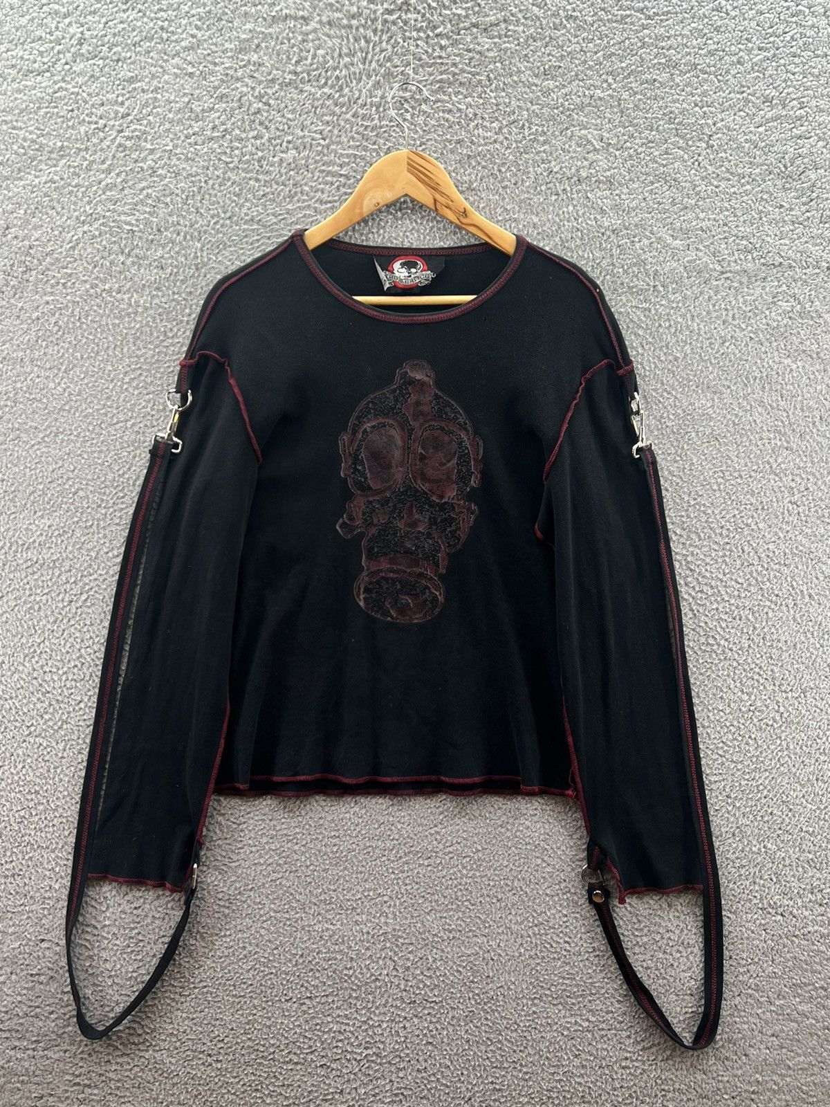 Lip Service Lip Service Gasmask Black Longsleeve Shirt With Straps Size L / US 10 / IT 46 - 1 Thumbnail