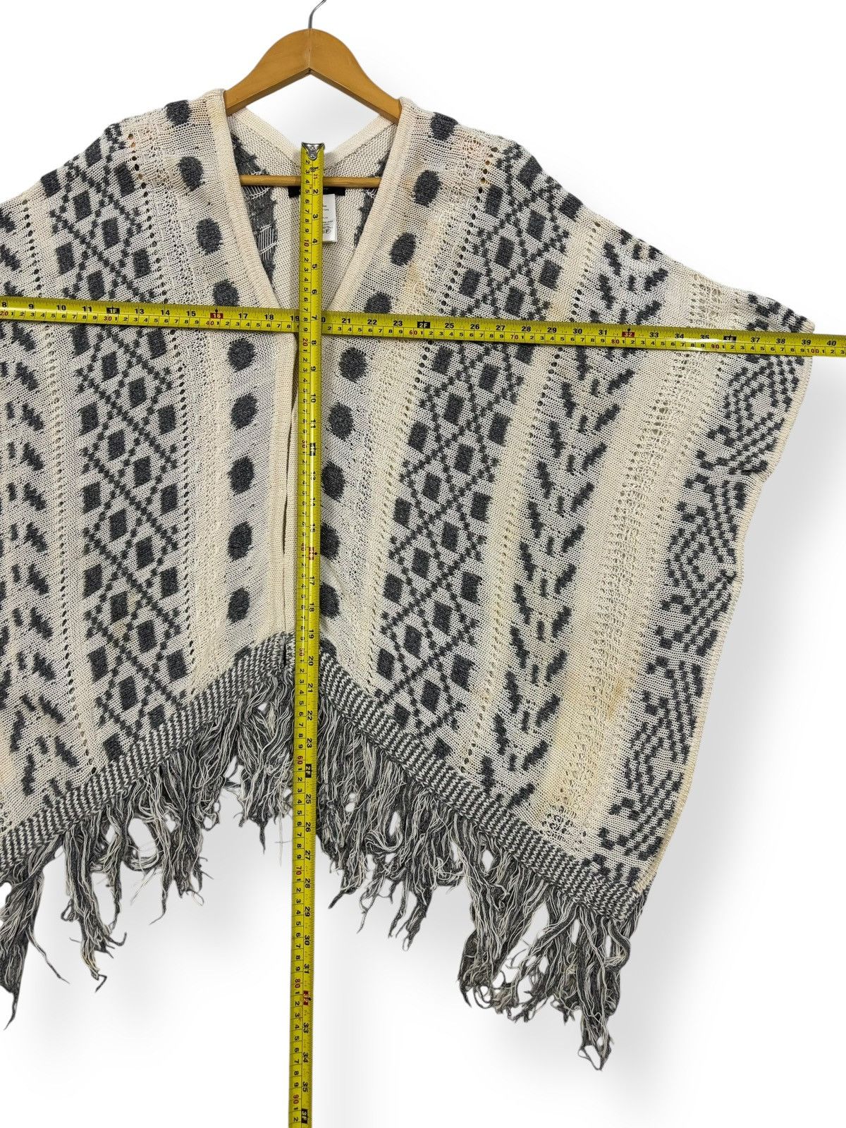 Japanese Brand Stunning Lure Knitted Poncho Cardigan 3/4 Sleeve with Fringe Size ONE SIZE - 11 Thumbnail