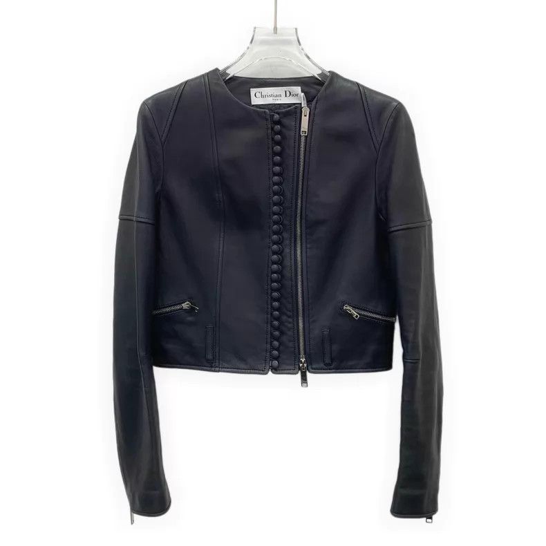 Dior Dior Black sheepskin round-neck zipper long-sleeved leathe Size XS / US 0-2 / IT 36-38 - 1 Thumbnail