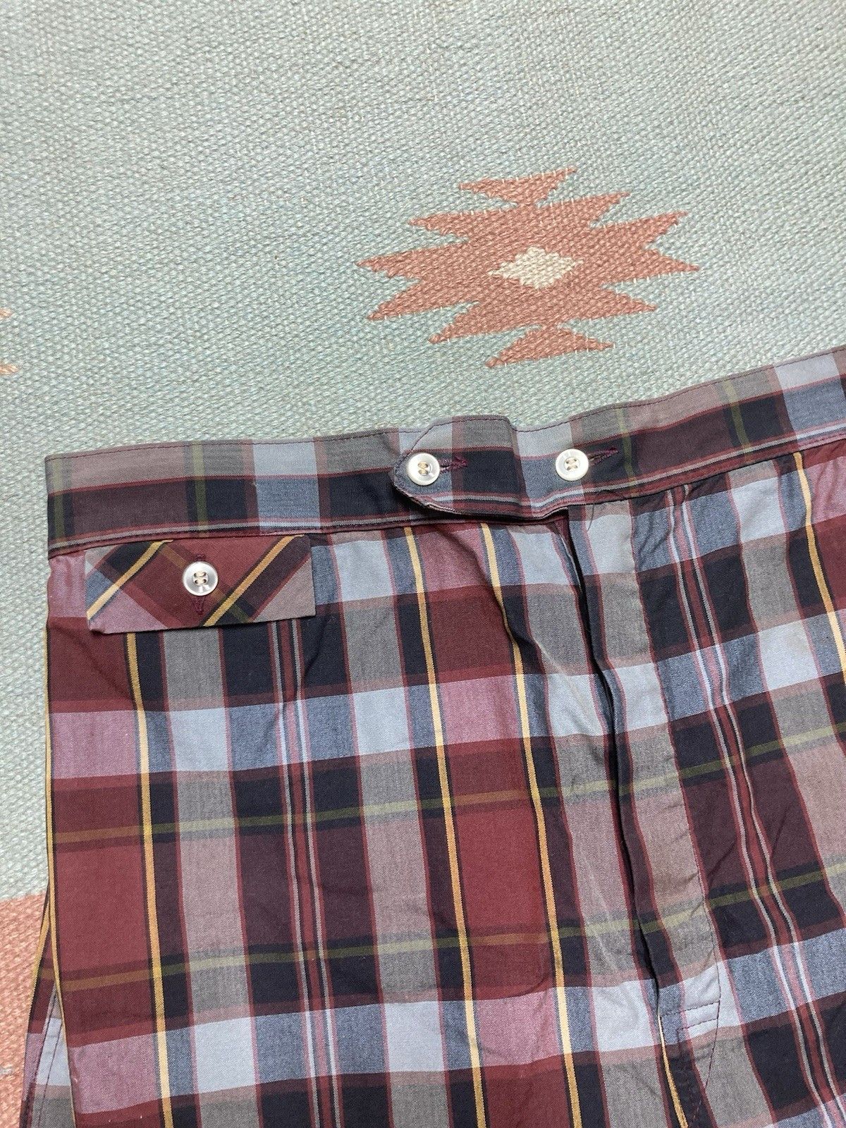 Vintage vtg 1960s swim trunks shorts plaid cotton Union made men’s Size US 33 - 2 Thumbnail