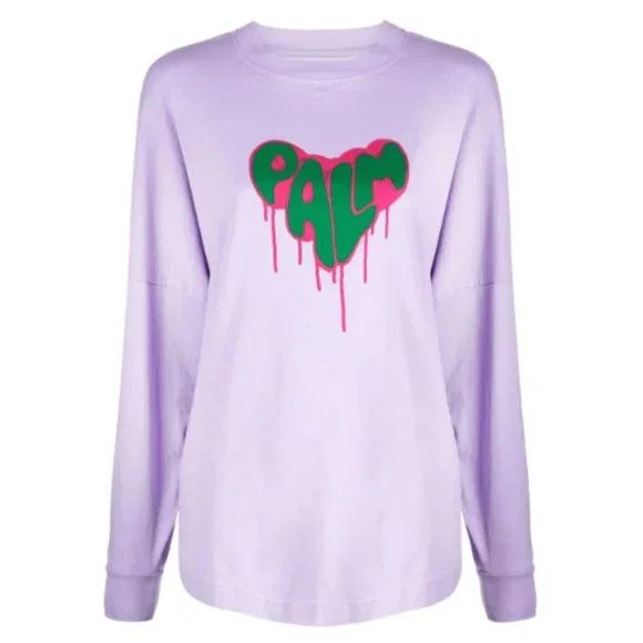 Palm Angels o1mle0824 Spray Heart Over Tee L/S in Purple Size S / US 4 / IT 40 - 1 Preview