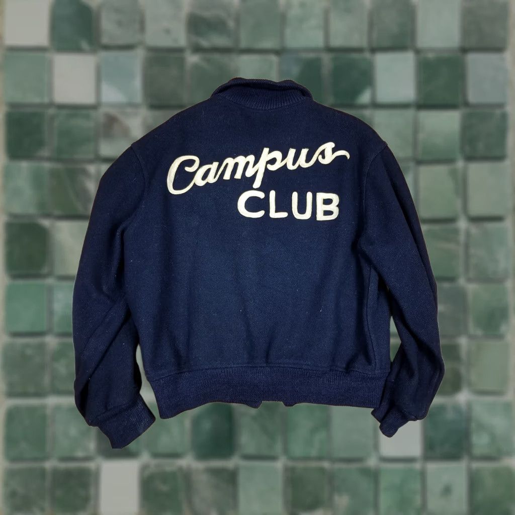 Vintage VINTAGE Campus Club Chain Stitch Black Wool Jacket Large Rockabilly Jackets Mens Size US L / EU 52-54 / 3 - 1 Thumbnail