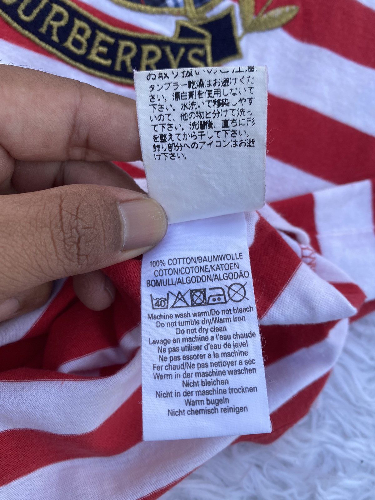 Burberry Rare Vintage Burberry Spellout Biglogo Stripes Tshirt Size US M / EU 48-50 / 2 - 20 Thumbnail