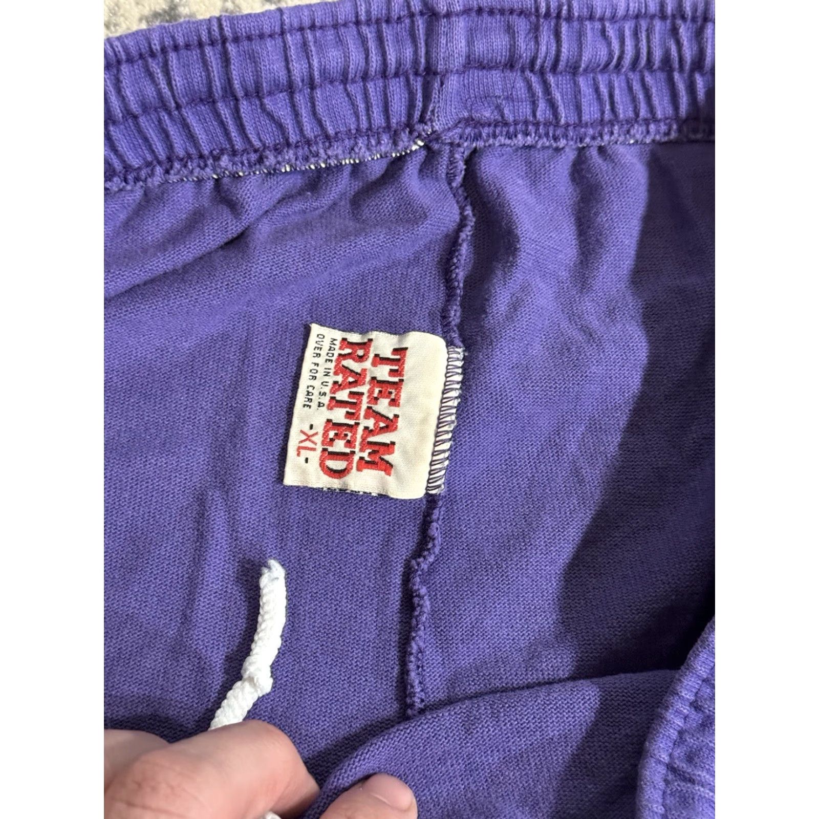 Vintage VINTAGE Team Rated Purple Cotton Basketball Shorts XL Men's 1993 90s Athletic Drawstring Pockets Size US 36 / EU 52 - 7 Thumbnail