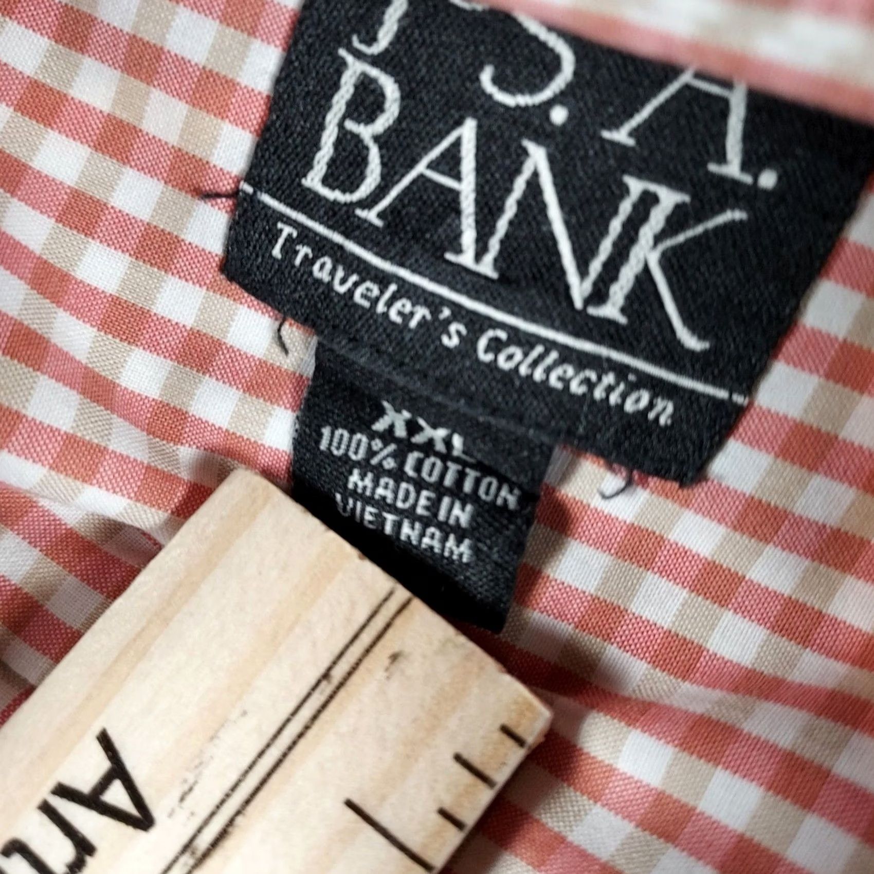 Jos. A. Bank Jos A Bank Dress Shirt Red Plaid Button Up Cotto 2XL Men’s Long Sleeve Collared Travel Shirt Regular Fit Vintage: No Size 48R - 5 Thumbnail