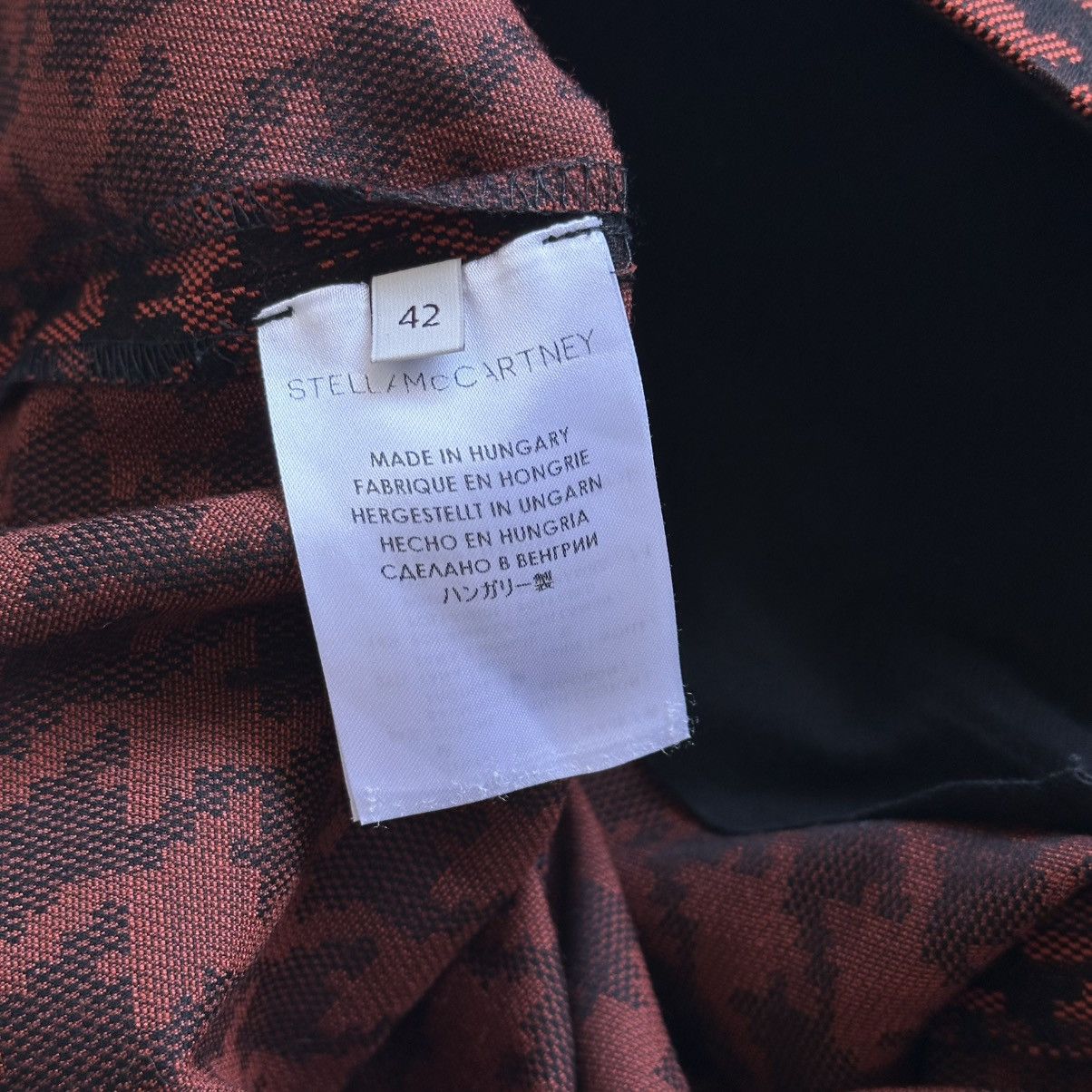 Stella McCartney Stella McCartney black / dark orange Houndstooth mini skirt Size 30" / US 8 / IT 44 - 9 Thumbnail