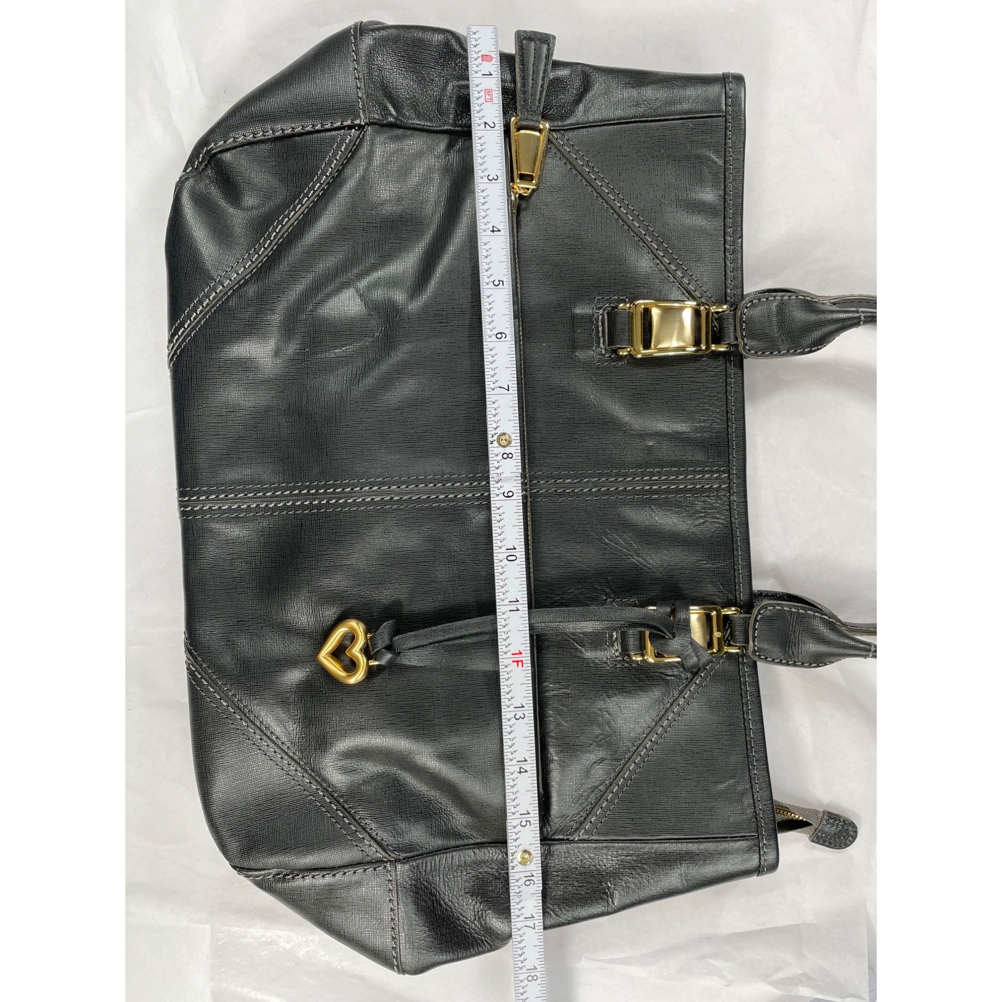 Brighton Brighton SKU 7523 Black Faux Leather Tote Bag With Gold Hard Size ONE SIZE - 14 Thumbnail