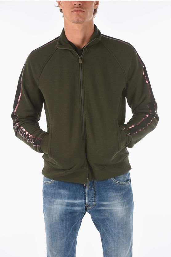 image of Dsquared2 Zip Closure Classic Raglan Fit Sweatshirt in Green, Men's (Size XS)