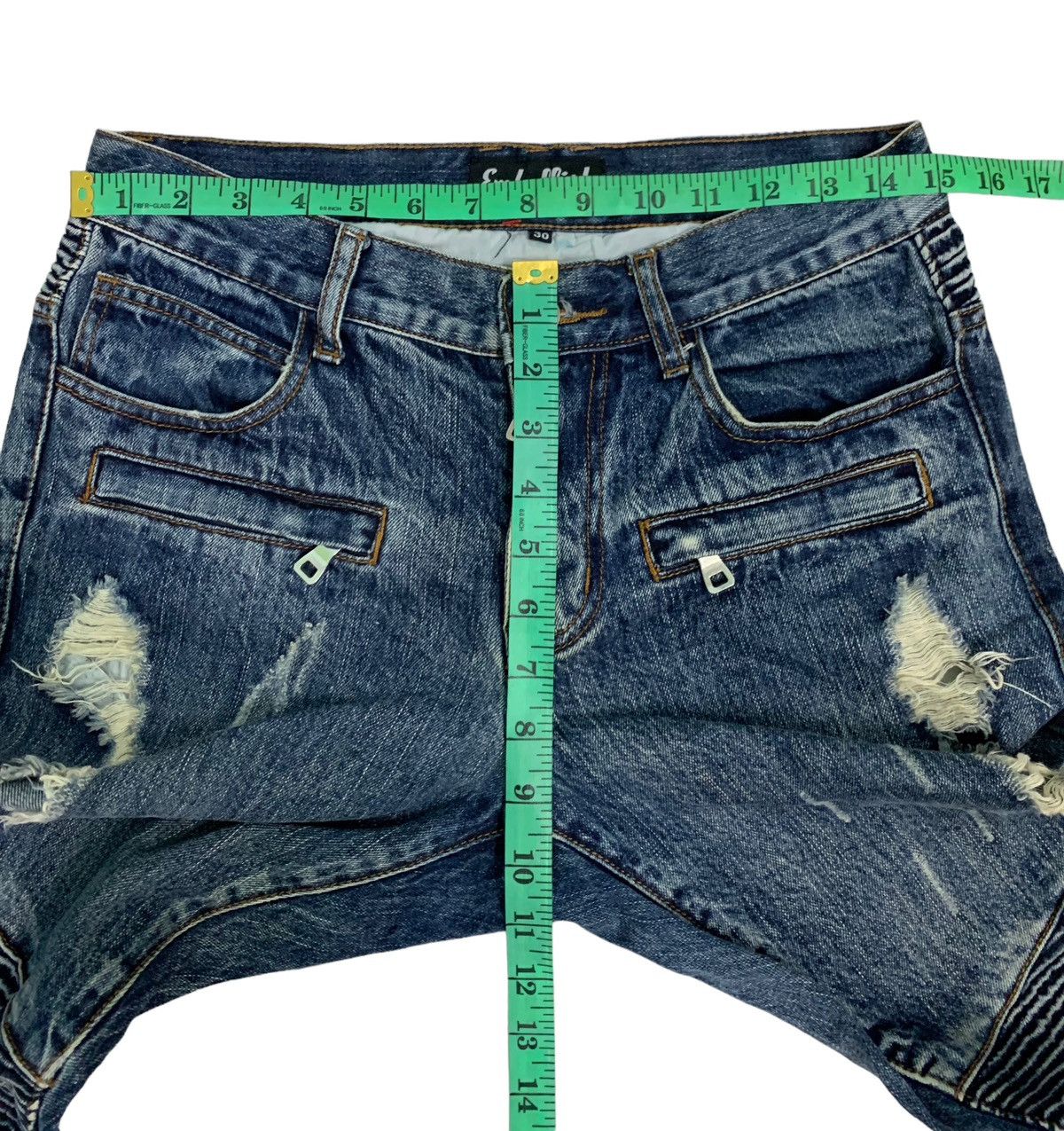 Japanese Brand 🔥Biker Distressed Embellish Skinny Jeans Styled Size US 30 / EU 46 - 12 Thumbnail