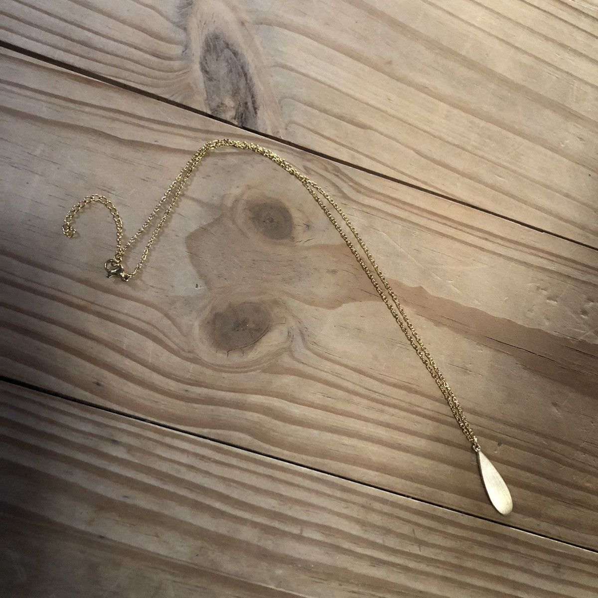 Handmade Handcrafted salvaged gold plated raindrop pendant necklace Size ONE SIZE - 6 Thumbnail