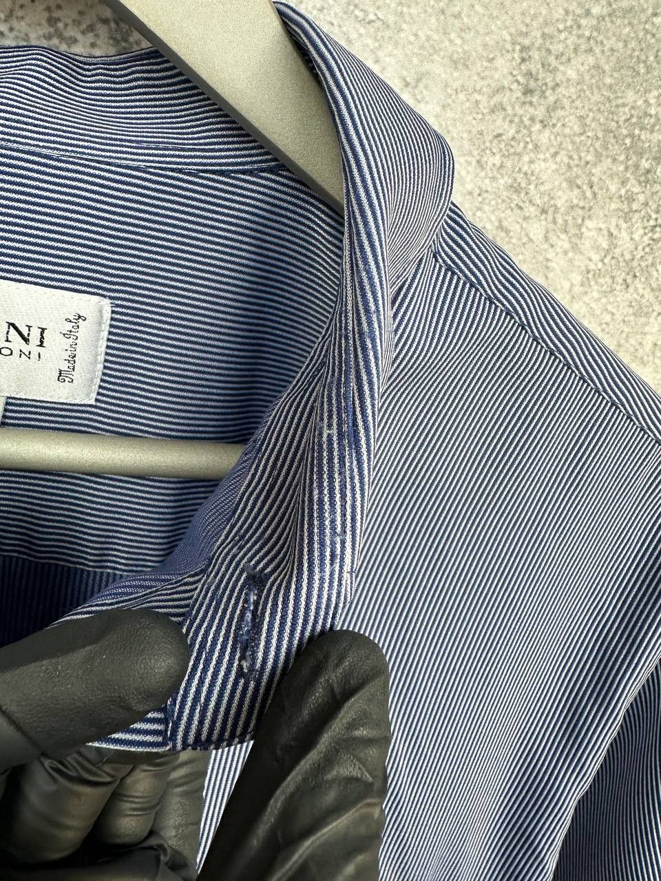 Armani Collezioni Armani Collezioni Striped Button-Up Shirt Short Sleeve Blue Size US L / EU 52-54 / 3 - 12 Thumbnail