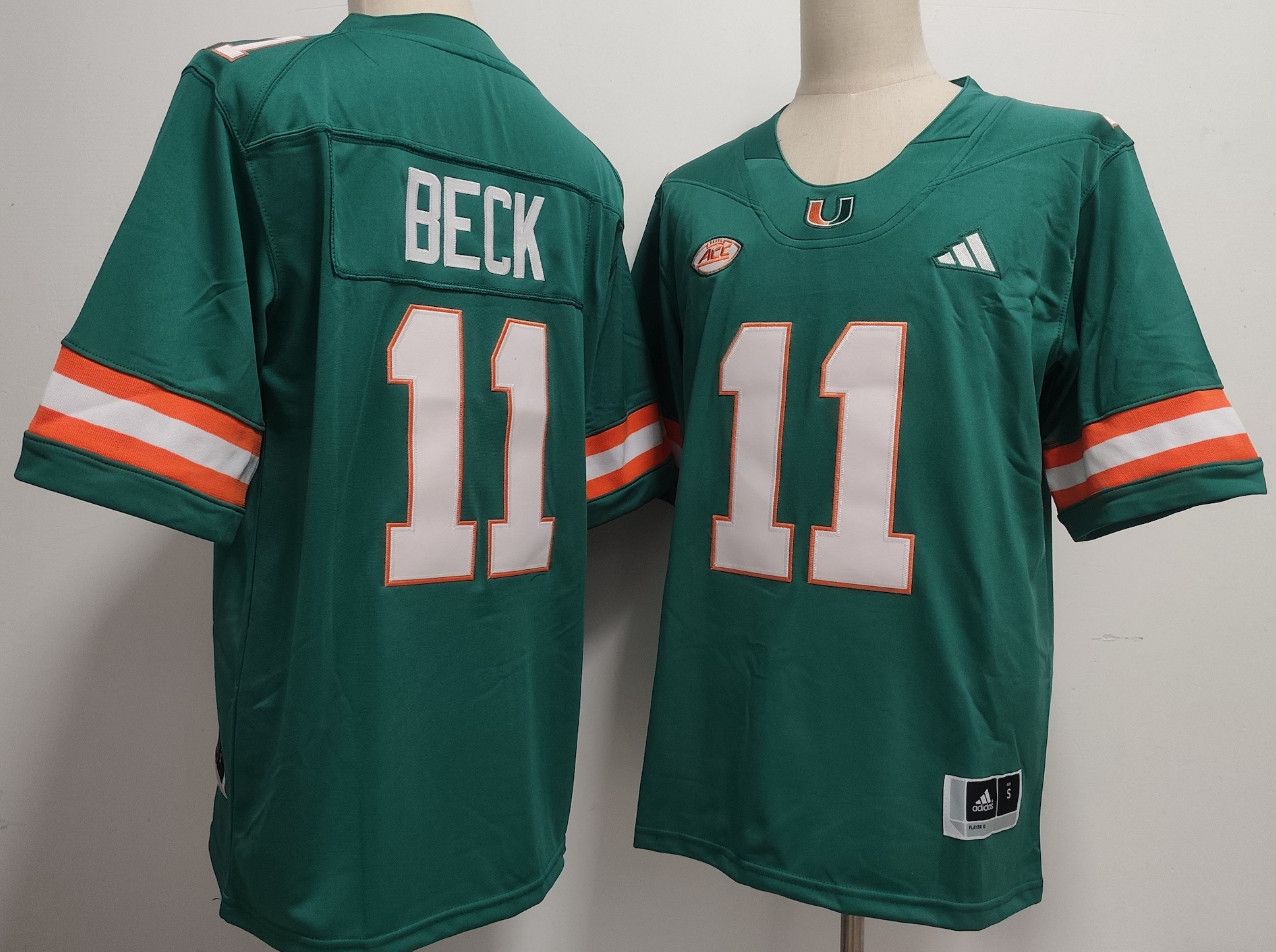 Other Men's NCAA Miami Hurricanes 11 Carson Beck Green Jersey Size US S / EU 44-46 / 1 - 3 Thumbnail