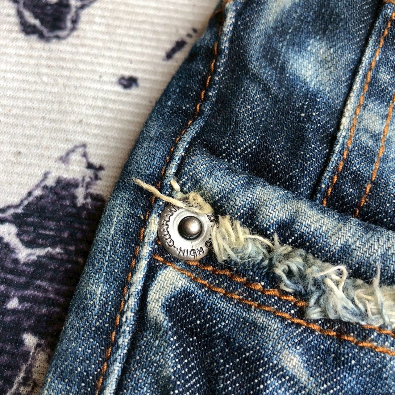 Vintage Y2K Semantic Design Heavy Fade Japanese Denim