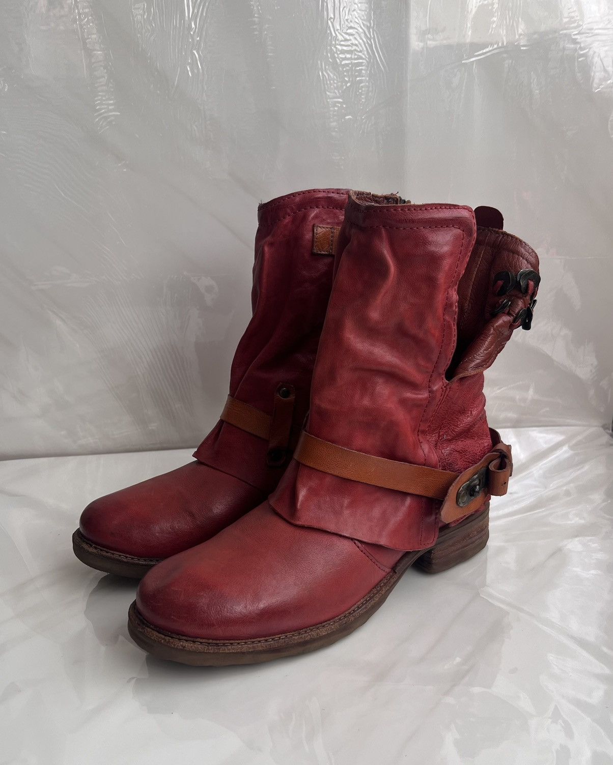 A.S.98 As 98 Airstep Zipper Boho Biker Red distressed boot Size US 8 / IT 38 - 3 Thumbnail