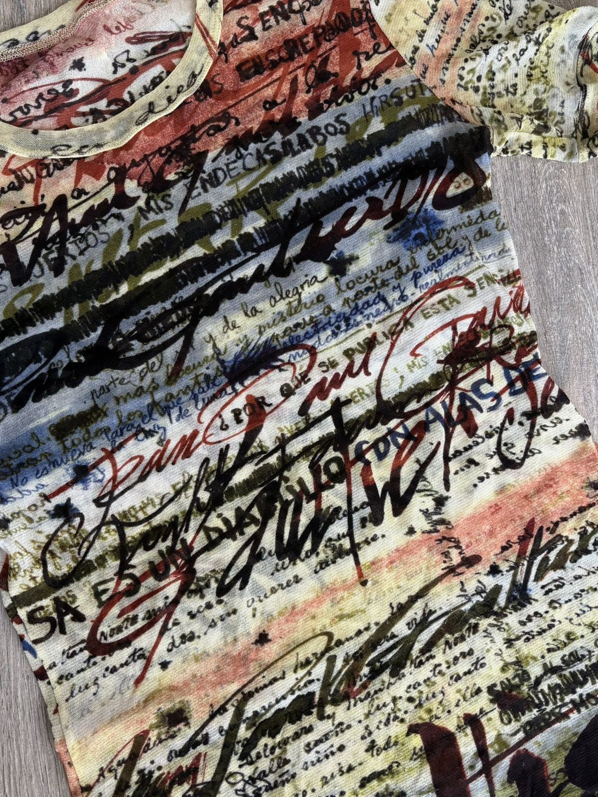 Jean Paul Gaultier Jean Paul Gaultier SS 1998 Calligraphy Handwriting Mesh Top Size S / US 4 / IT 40 - 5 Thumbnail