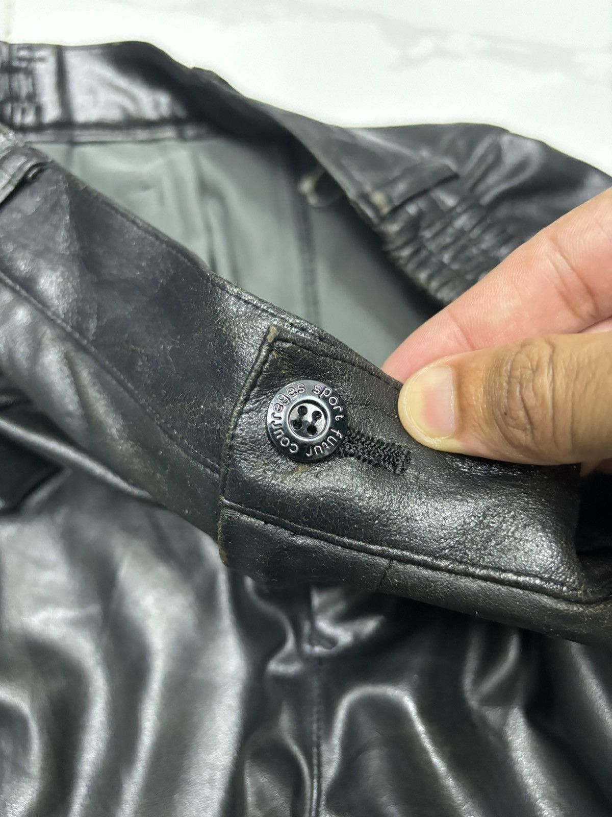 Courreges RARE‼️COURREGES BLACK BAGGY WIDE FAUX LEATHER PANTS Size US 30 / EU 46 - 10 Thumbnail