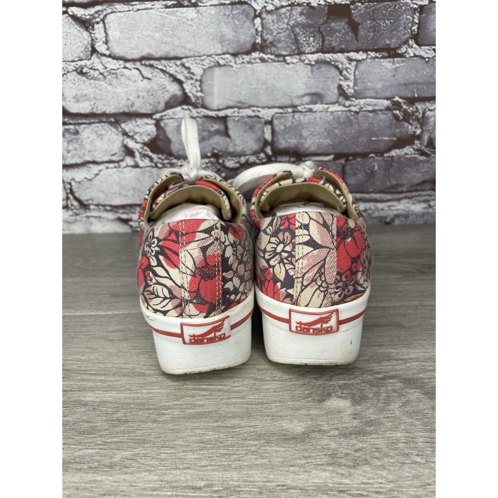 Other Dansko Veda Vegan Red Floral Lace Up Sneaker Clogs Shoes Wom Size US 6.5 / IT 36.5 - 4 Thumbnail