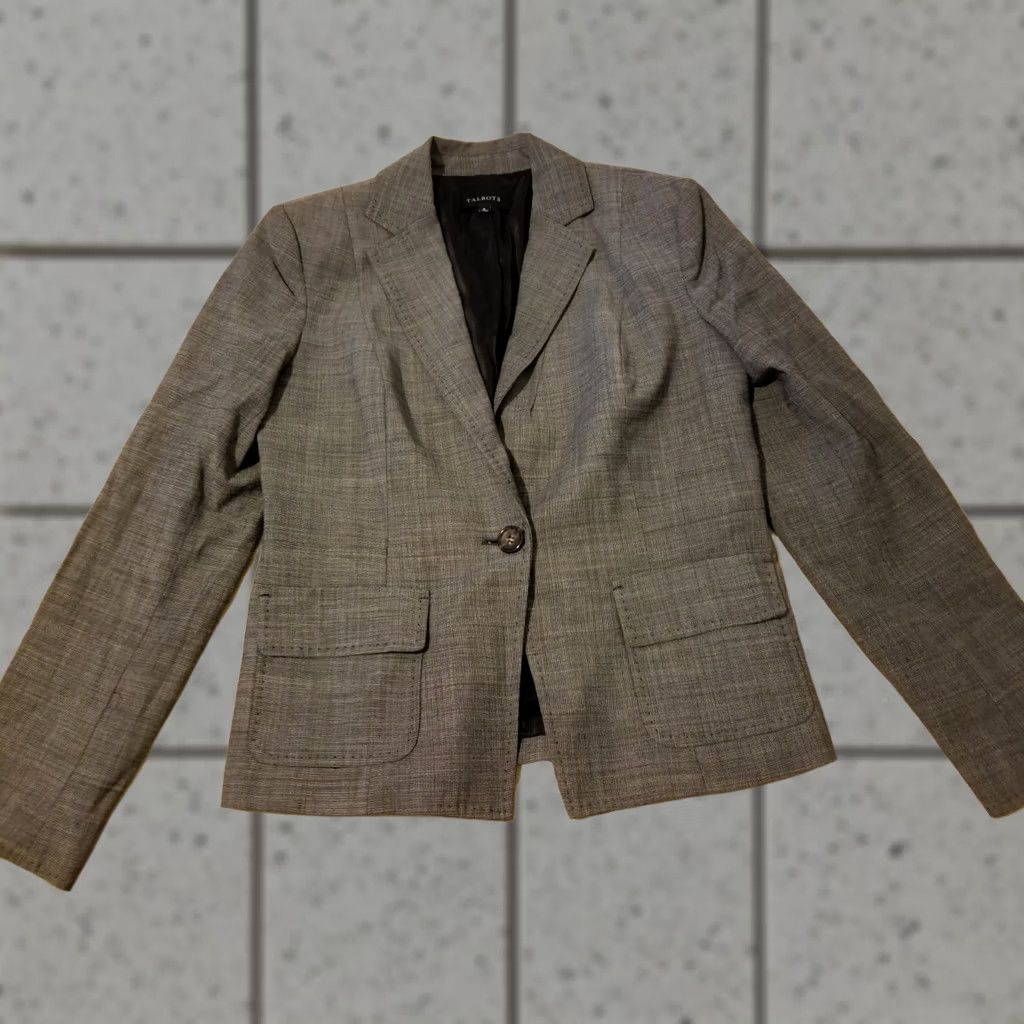Talbots Womens Talbots Wool Blazer 8 Grey Gray Wool Blazer Womens 8 Gray Talbots Jacket Blazer Womens Size M / US 6-8 / IT 42-44 - 1 Thumbnail