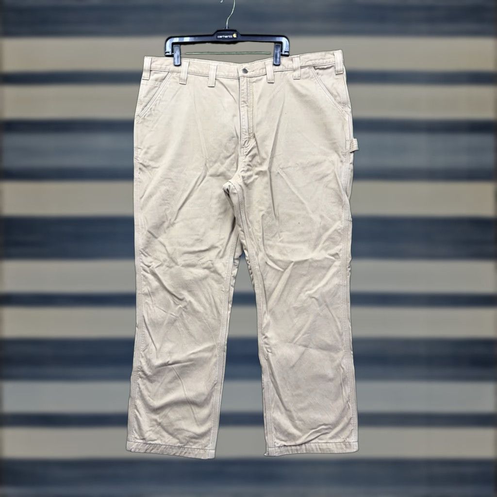 Carhartt Carhartt Pants Mens 44x32 Brown Duck Canvas Flannel Lined Loose Fit Carpenter Jeans Pant Style with Pockets Size US 44 / EU 60 - 1 Thumbnail