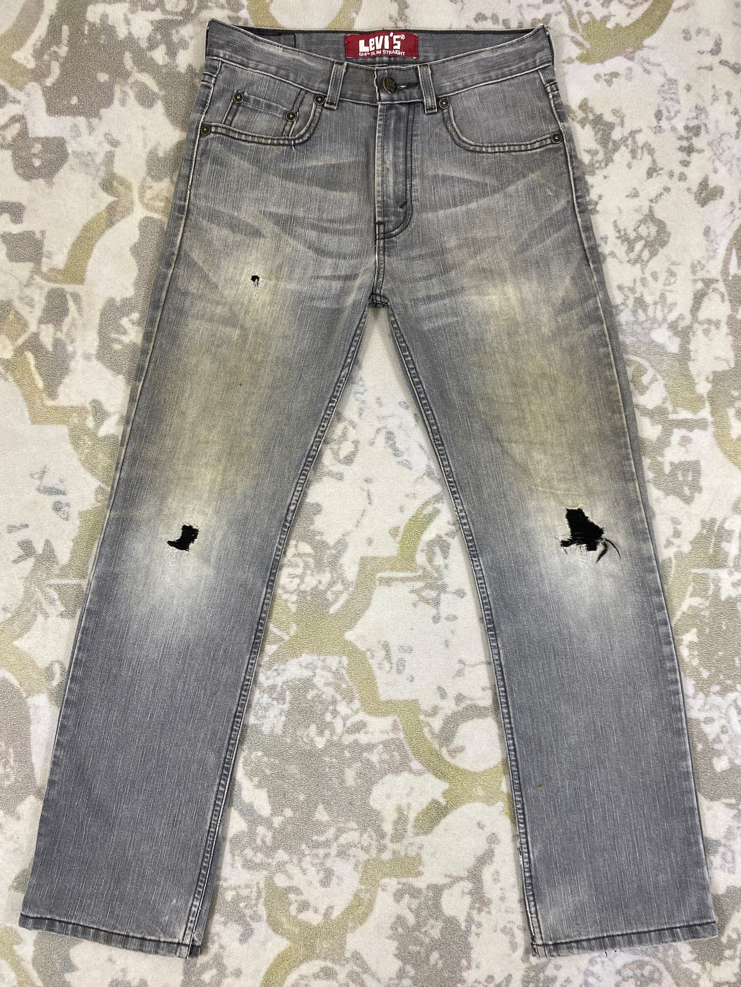 image of Distressed Denim x Levis Distressed Grey Vintage Levi's 514 29X28.5 Denim -Jn1932 in Blue Distresse
