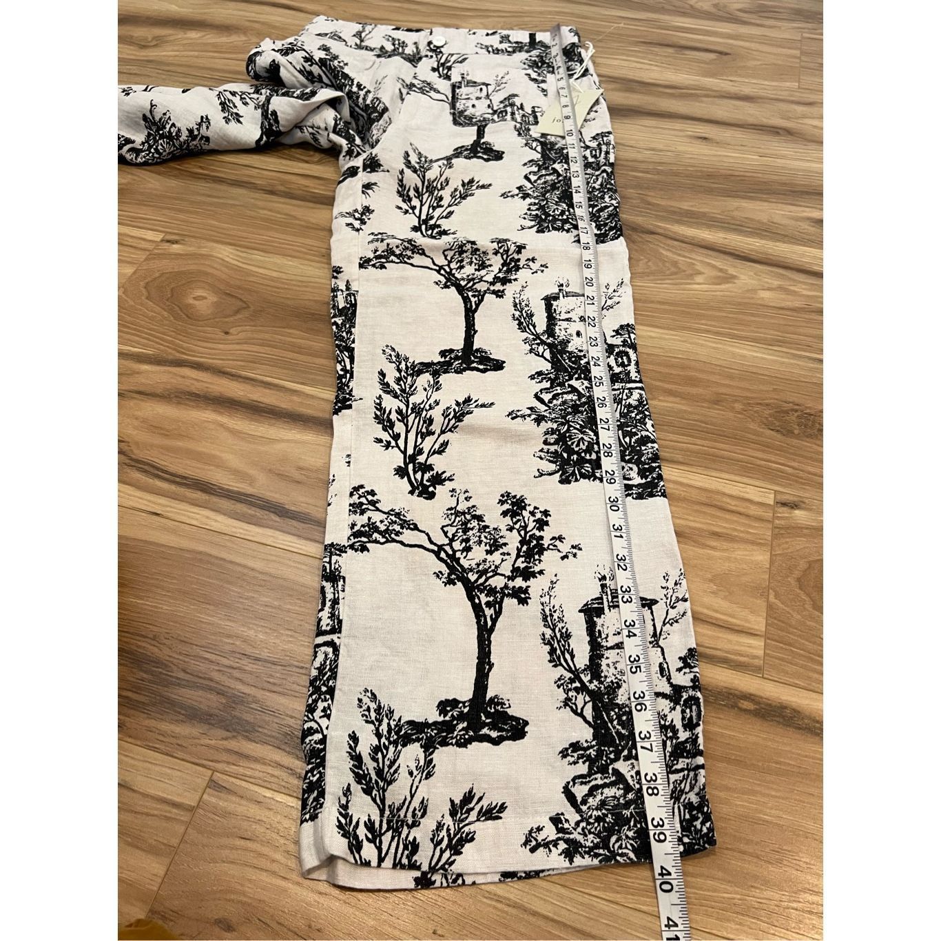 Joie Joie NWT Pants Wide Leg Linen Tree Printed Ivory/Black Pocke Size 30" / US 8 / IT 44 - 8 Thumbnail