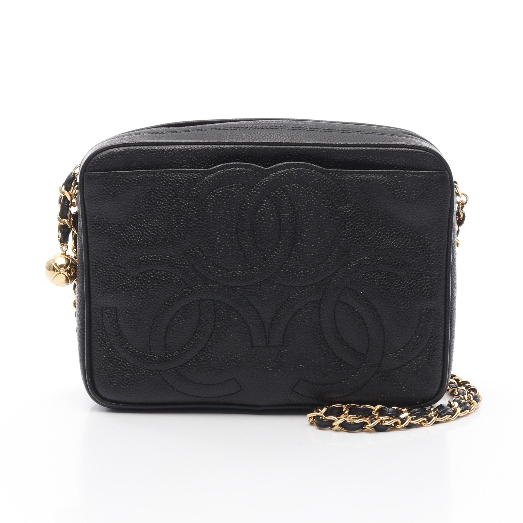 Chanel Chanel Triple Coco Mark Chain Shoulder Bag Caviar Skin Black Gold Hardware Size ONE SIZE - 1 Thumbnail