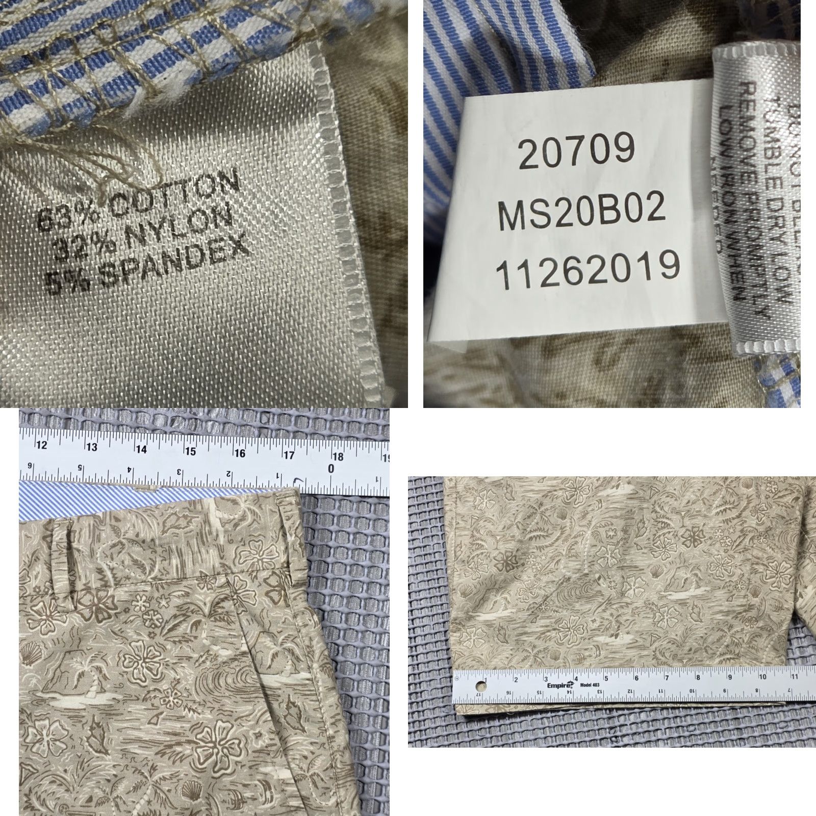 Peter Millar Peter Millar Poplin Shorts Mens 34 Brown Floral Golf Flat Front Chino Paisley Size US 34 / EU 50 - 8 Thumbnail