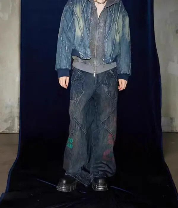 Japanese Brand VIBE vintage washed distressed niche printed baggy jeans Size US 32 / EU 48 - 3 Thumbnail