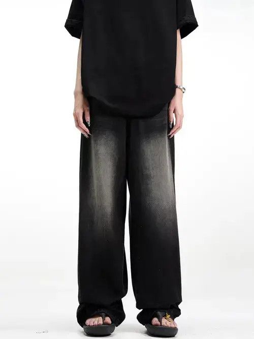Jean Retro high street washed distressed wide leg jeans Size US 34 / EU 50 - 7 Thumbnail
