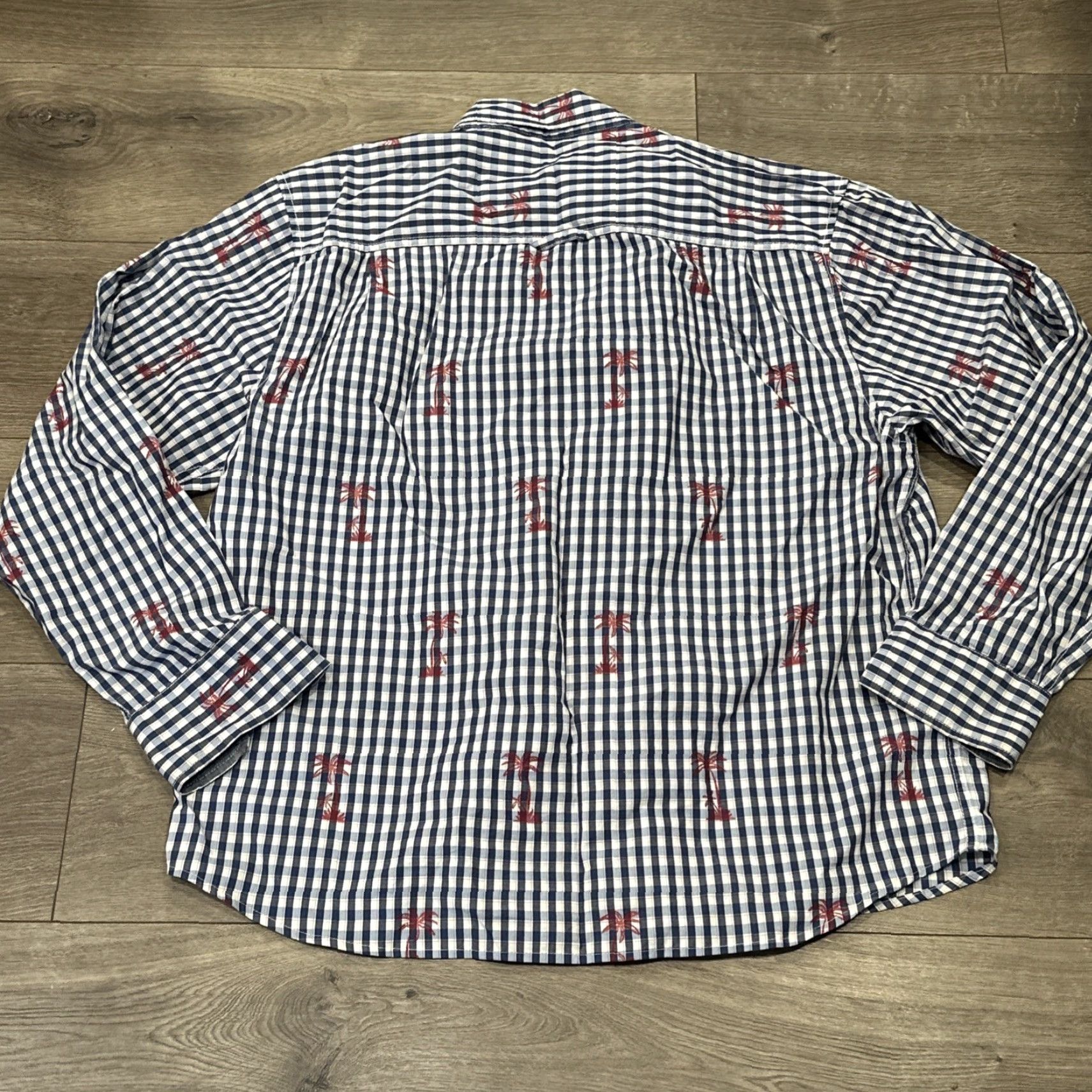 Tommy Bahama VINTAGE Tommy Bahama Shirt Blue Check Palm Tree Long Sleeve Button-Down Large Mens Regular Fit Beach Hawaiian Tropical 90s? Size US L / EU 52-54 / 3 - 7 Thumbnail