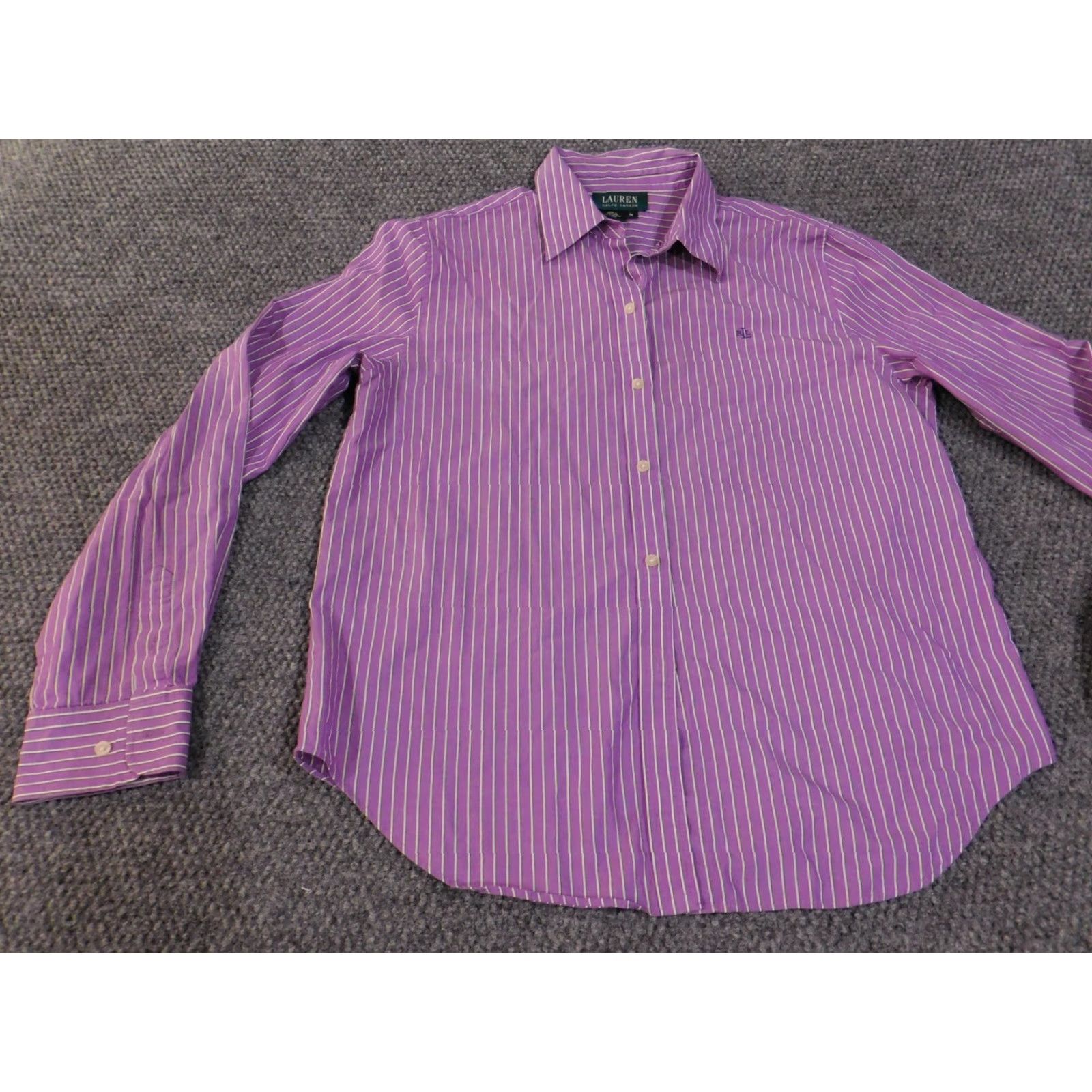 Ralph Lauren Lauren Ralph Lauren Shirt Mens Medium Purple Striped Button Up Long Sleeve Dress Shirt Classic Fit Size US M / EU 48-50 / 2 - 3 Thumbnail