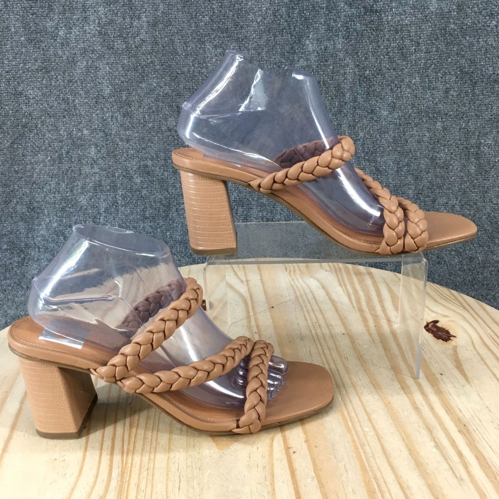 Dolce Vita Dolce Vita Halleigh Sandal Womens 9.5 Brown Braided Strap Block Heels Slide Size US 10 / IT 40 - 2 Thumbnail