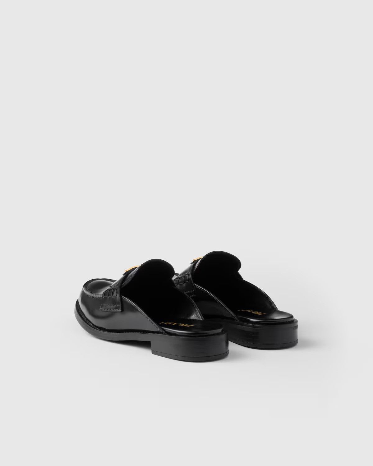 Prada o1B3y1r0526 Brushed Leather Mules in Black Size US 6 / IT 36 - 4 Thumbnail