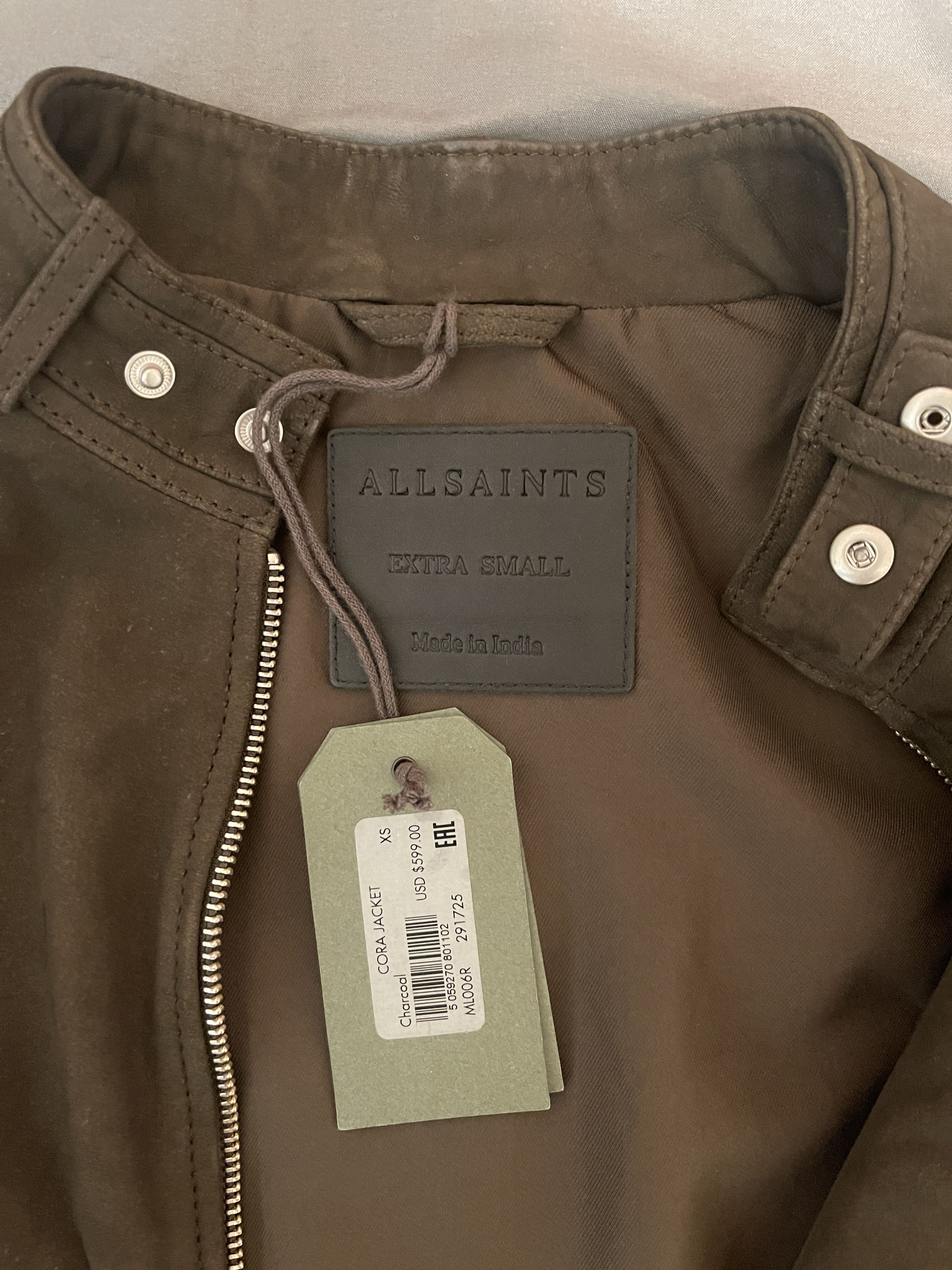 Allsaints All Saints Cora Suede Leather jacket XS olive NWT MSRP $600 Size US XS / EU 42 / 0 - 5 Thumbnail