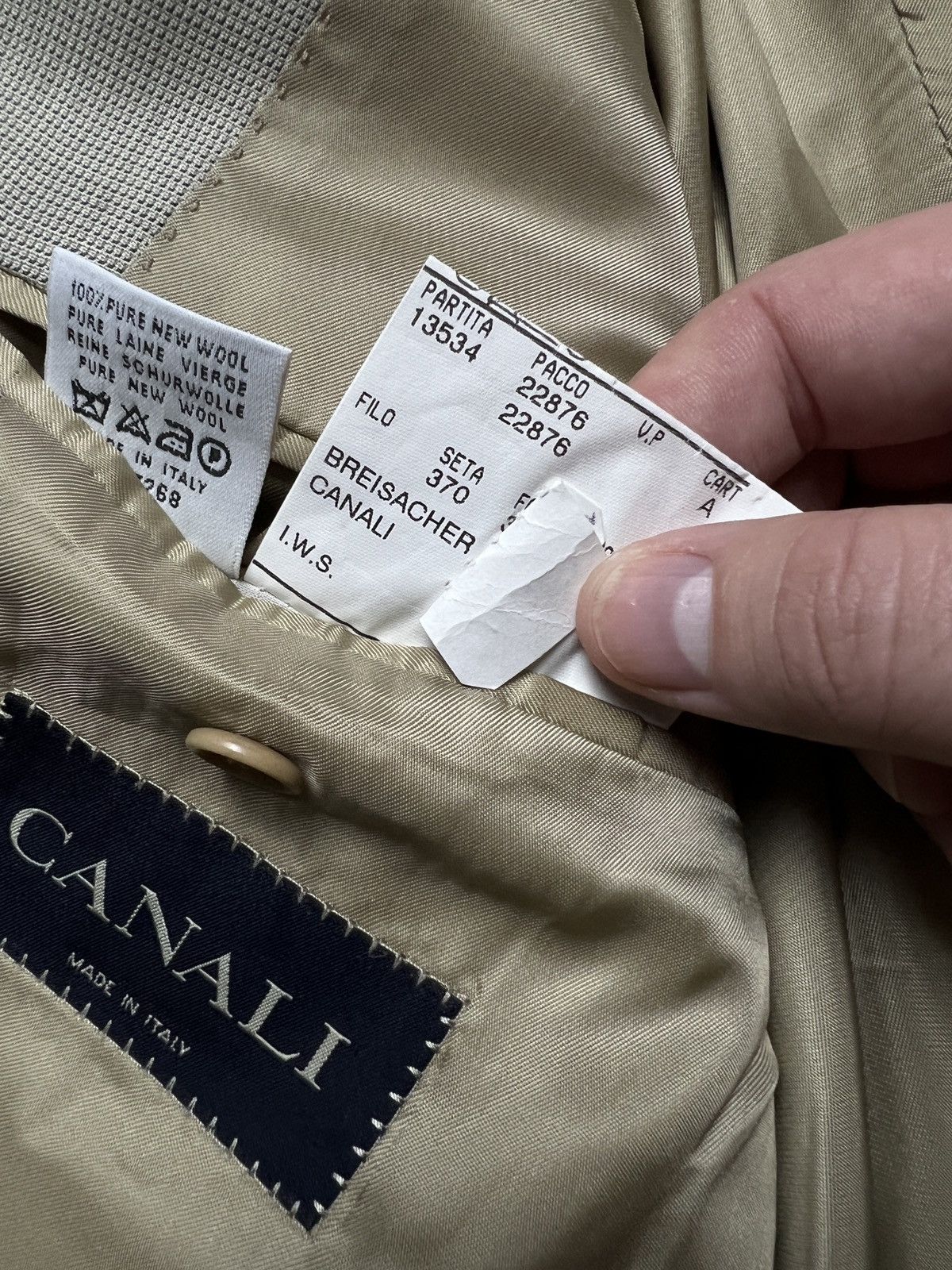 Canali Canali Italy Beige Wool Classic Blazer Jacket Size 50R - 17 Thumbnail