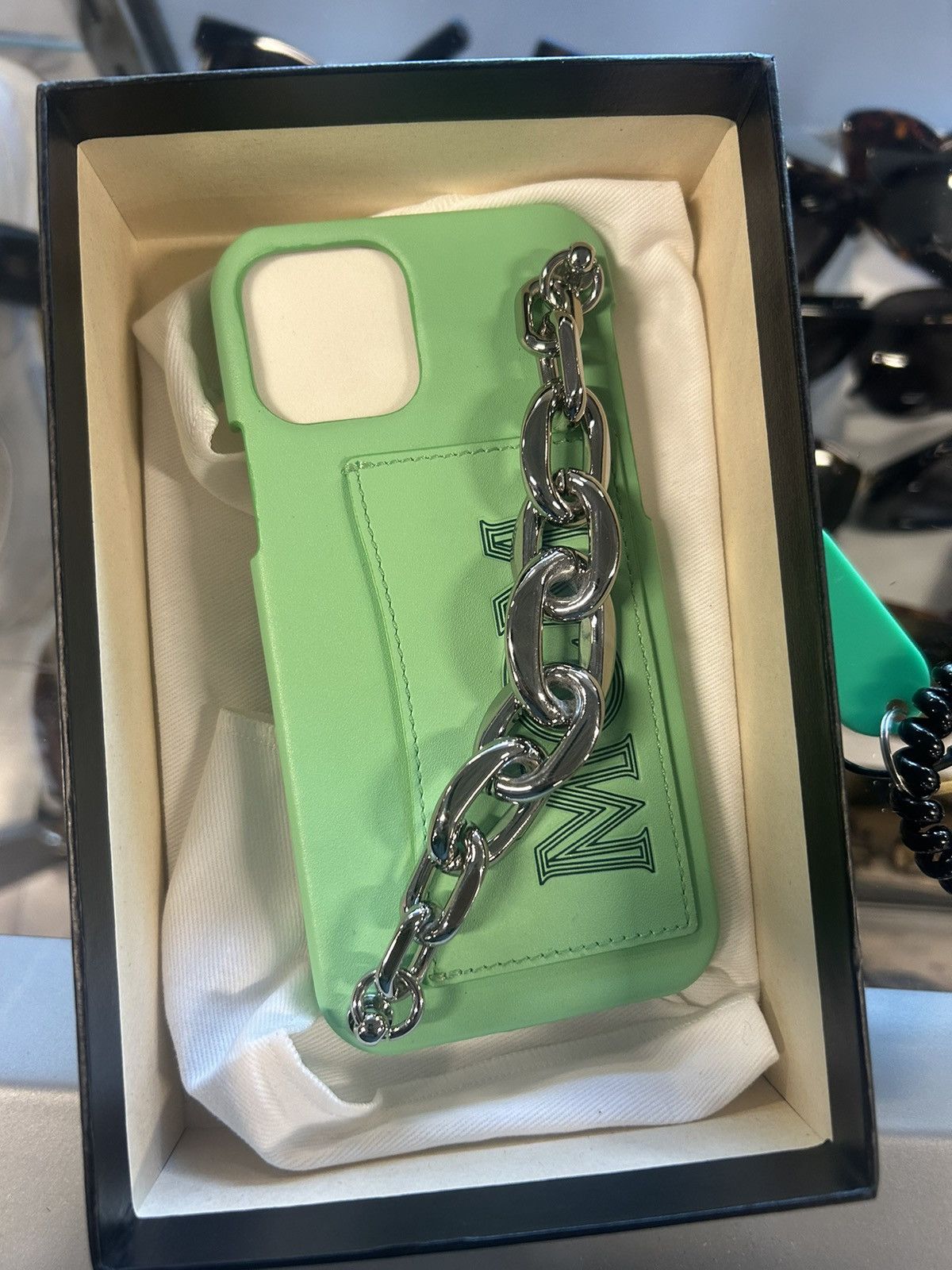 MCM Mcm IPhone Green Case Silver Chain Size ONE SIZE - 2 Thumbnail