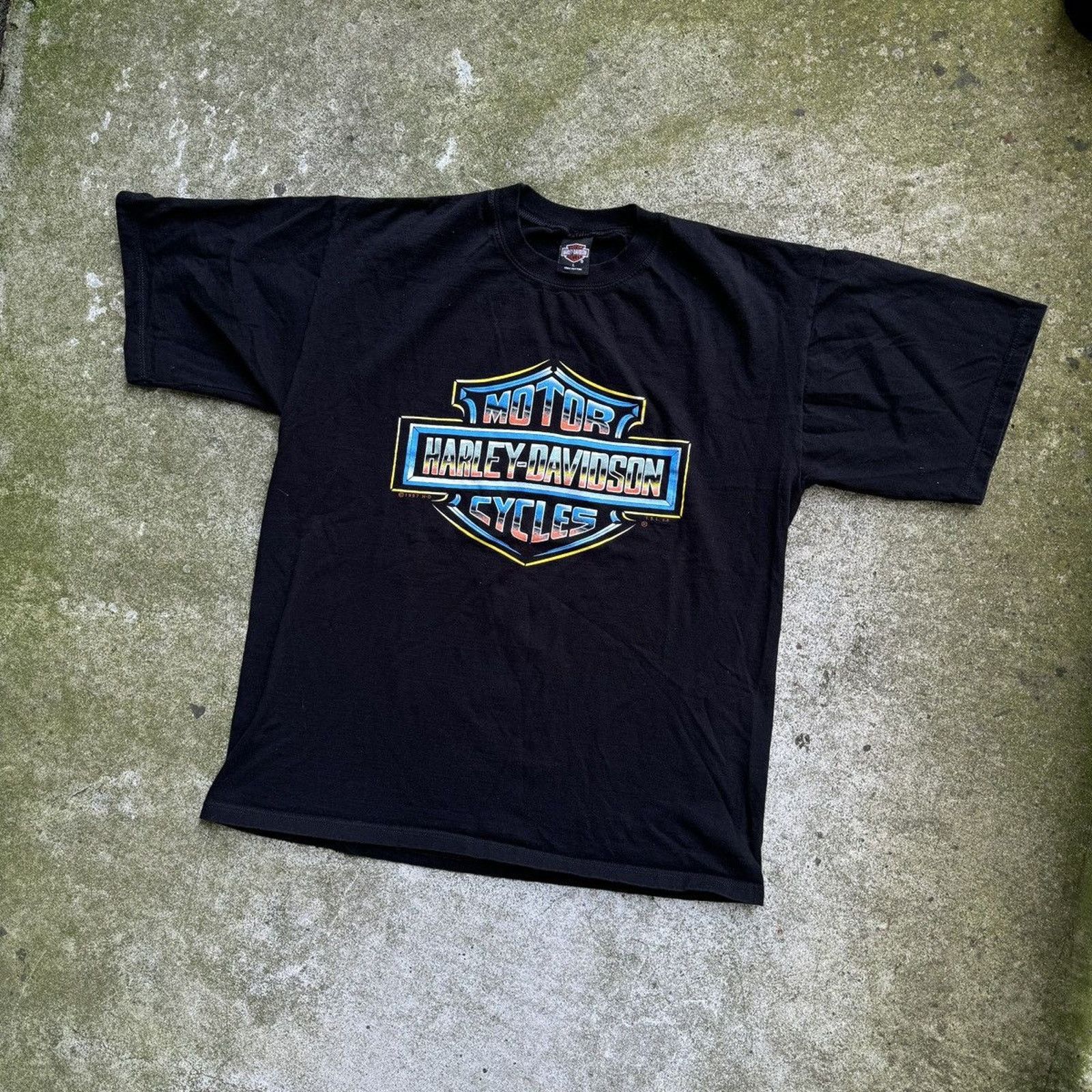 Harley Davidson Harley Oversized Chrome Big Logo Shirt ERD Grunge Biker WCC Size US L / EU 52-54 / 3 - 6 Thumbnail