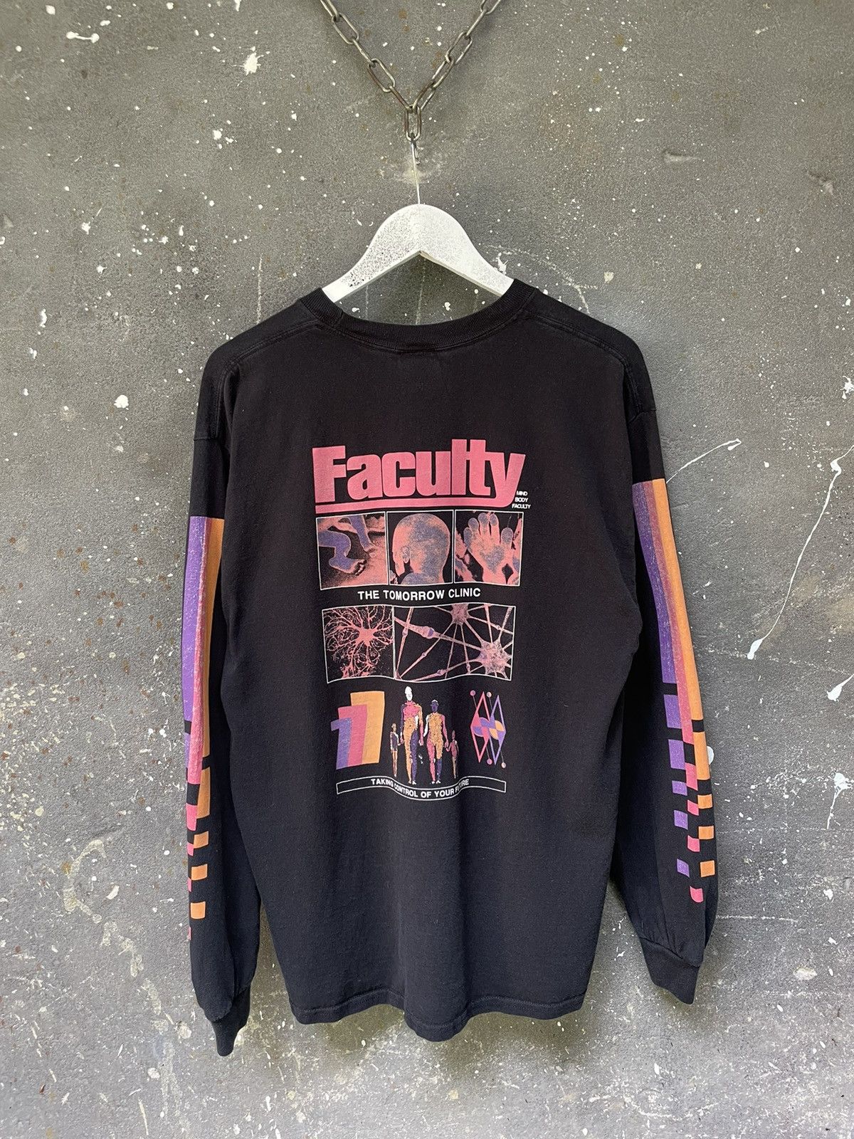 Japanese Brand Vintage Agora Faculty Mind Body Long Sleeve Full Print RARE Size US L / EU 52-54 / 3 - 1 Thumbnail
