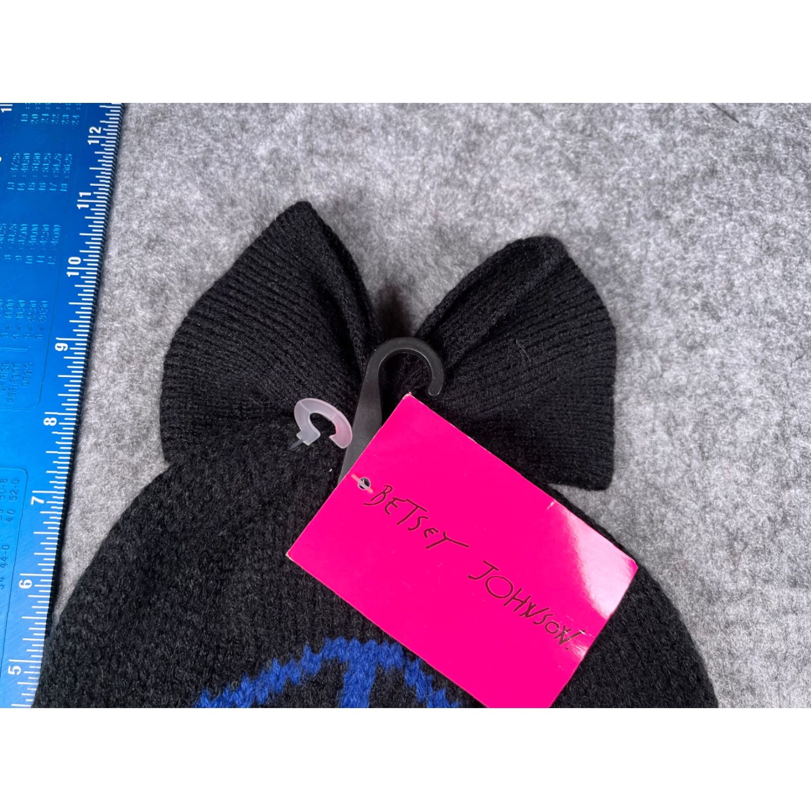 Betsey Johnson Betsey Johnson Beanie Toque Women One Size Black Knit Bow Adjustable Lightweight Size ONE SIZE - 3 Thumbnail