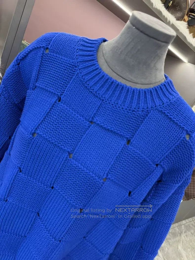 Louis Vuitton Louis Vuitton Klein Blue Woven Checker Sweater Size US L / EU 52-54 / 3 - 3 Thumbnail