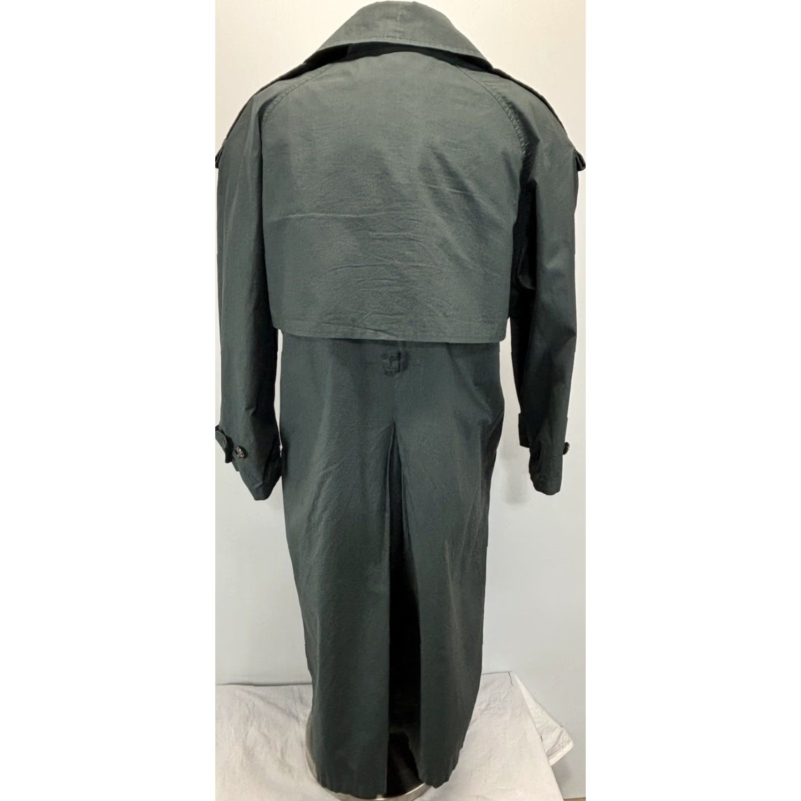 Anne Klein VINTAGE Anne Klein II Rainwear Trench Coat Women’s Petite Size 6P Green Long Sleeve Cotton Beltless 90s Classic Size M / US 6-8 / IT 42-44 - 3 Thumbnail