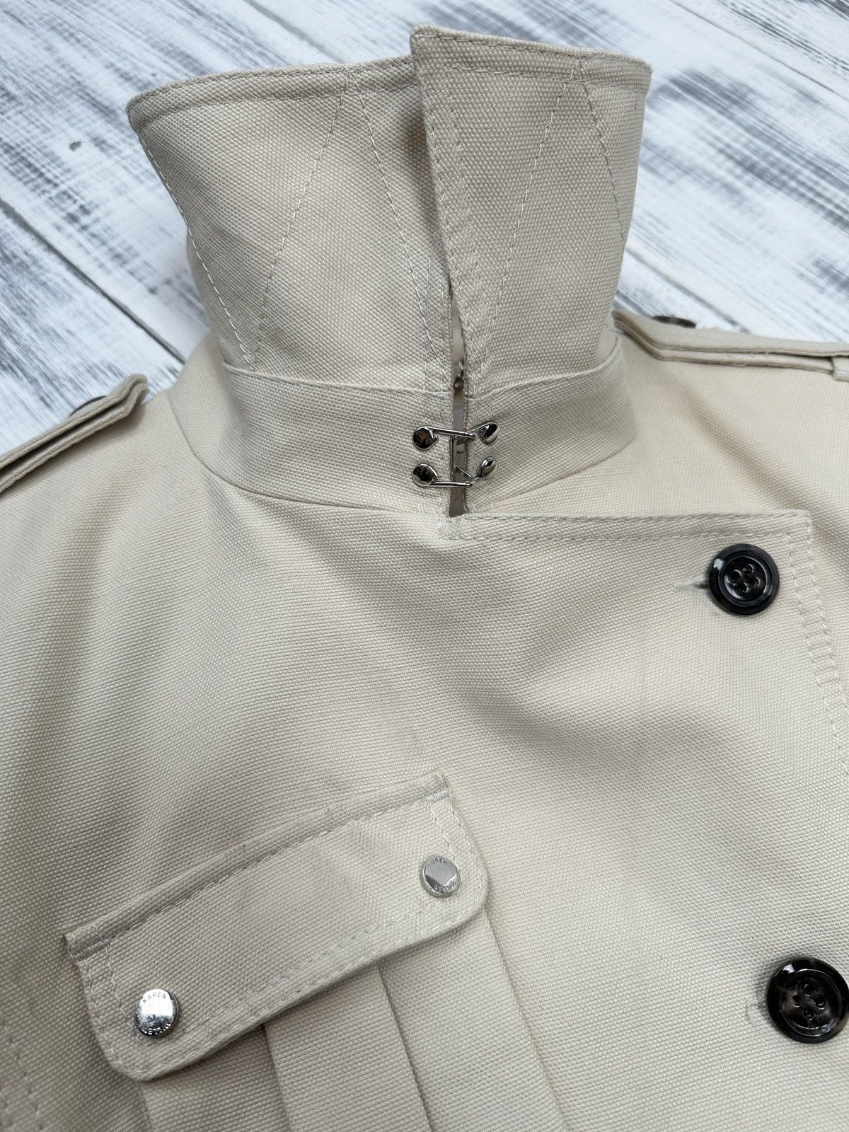 Karen Millen KAREN MILLEN Trench Coat Mac Asymmetrical Ivory Jacket UK 14 Size L / US 10 / IT 46 - 6 Thumbnail