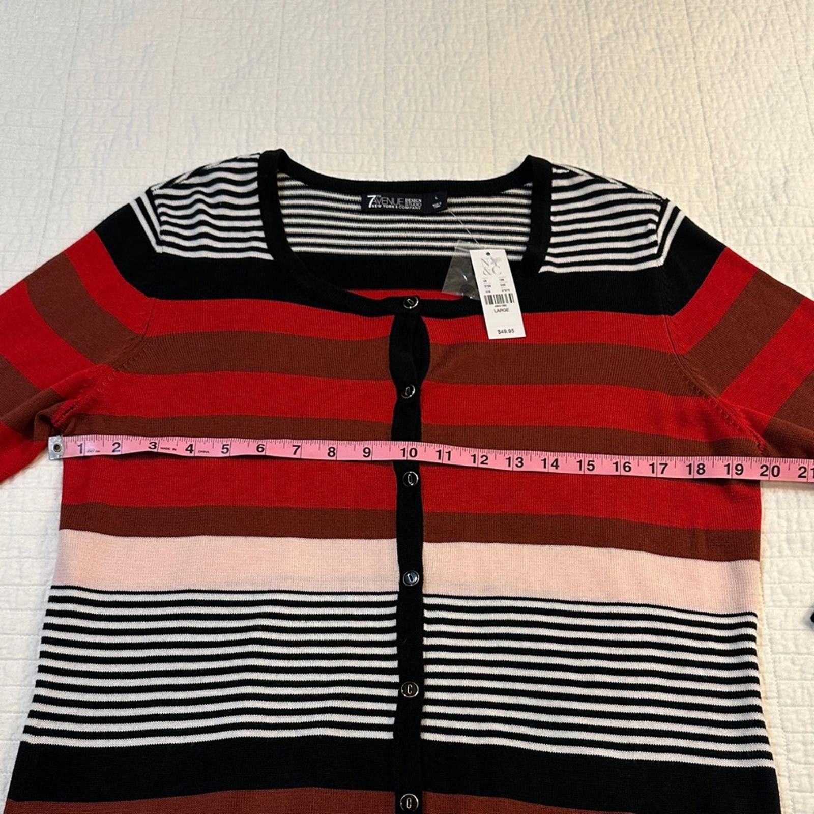 Other NY & Co Large Knit Cardigan Striped Cardigan Button NWT Size L / US 10 / IT 46 - 4 Thumbnail