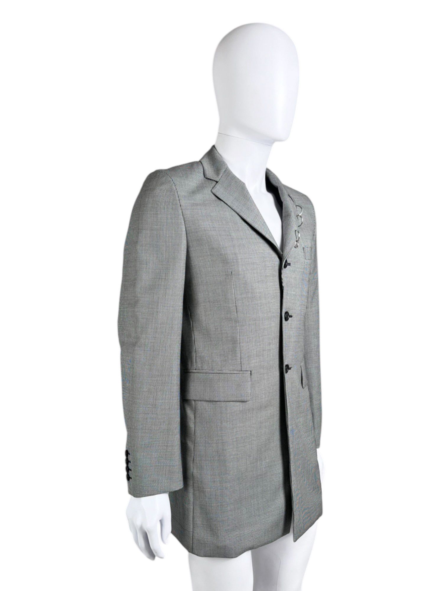 Comme des Garcons Homme Deux S/S 2021 Tartan Studded Grey Coat Size US S / EU 44-46 / 1 - 3 Thumbnail