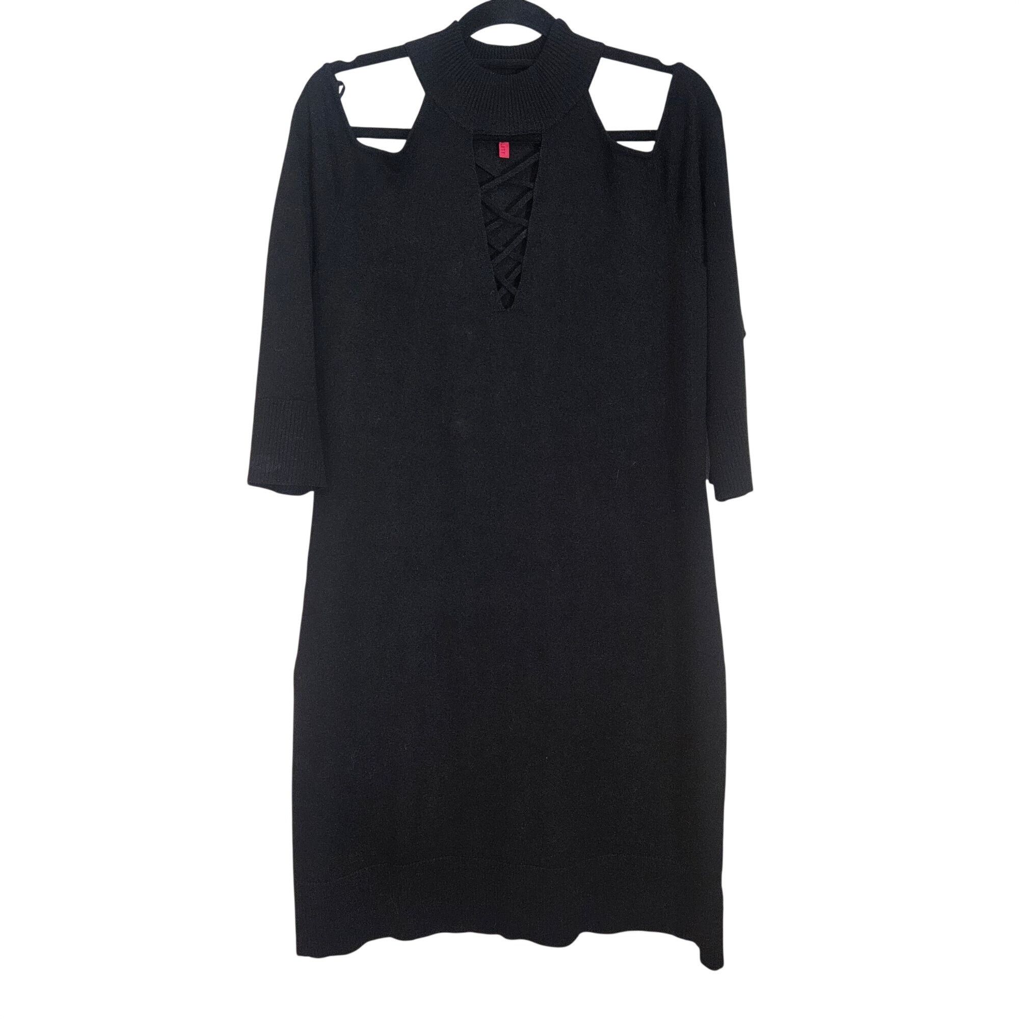 Other Love Scarlett Black Sweater Dress Cold Shoulder L Night Out Size L / US 10 / IT 46 - 11 Thumbnail