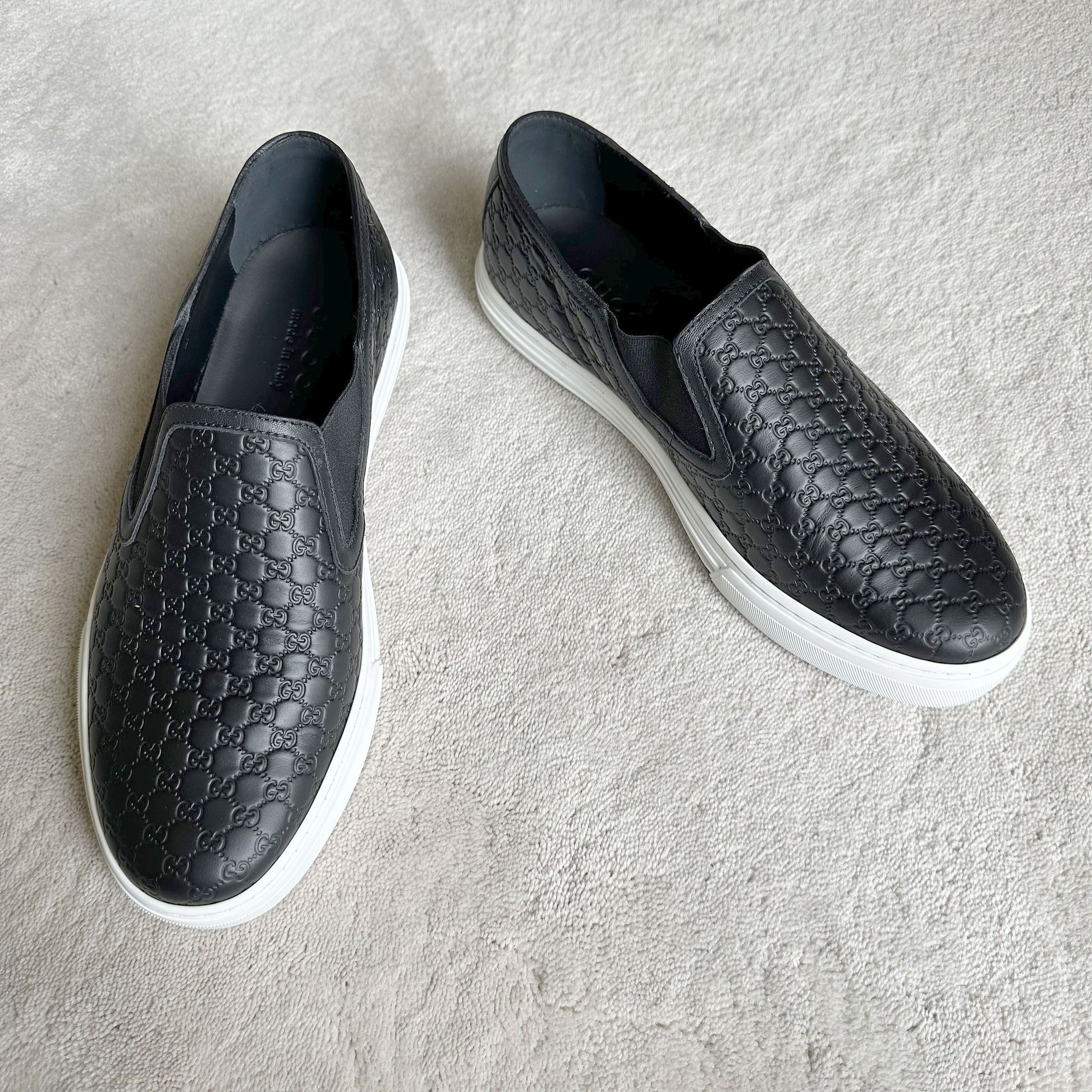 Gucci GUCCI GG Monogram SLIP-ON Leather SNEAKERS Sz 6 UK | 7 Gucci GUCCI GG Monogram SLIP-ON Leather SNEAKERS Sz 6 UK | 7