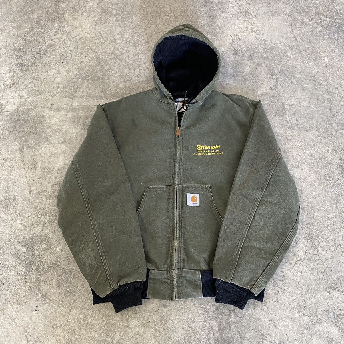 Carhartt × Vintage Vintage Carhartt Moss Green Hooded Active Jacket Size US L / EU 52-54 / 3 - 14 Thumbnail
